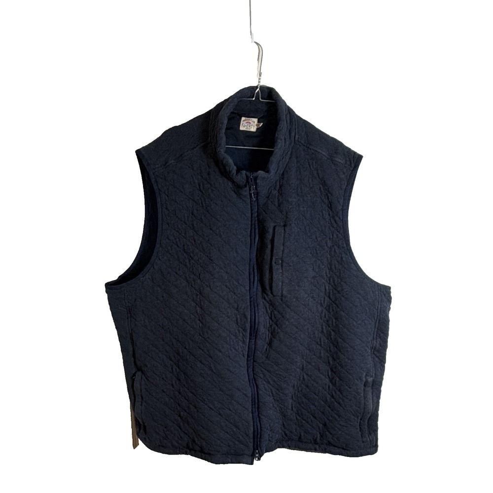 Faherty Men's Quilted Full Zip Vest Navy Stand-Up Collar Size 2XL